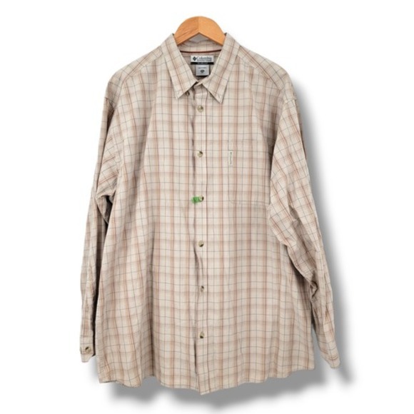 Columbia Men's Plaid Casual Button Down Shirt Tan Size XXL‎ Outdoor Office - Picture 1 of 11